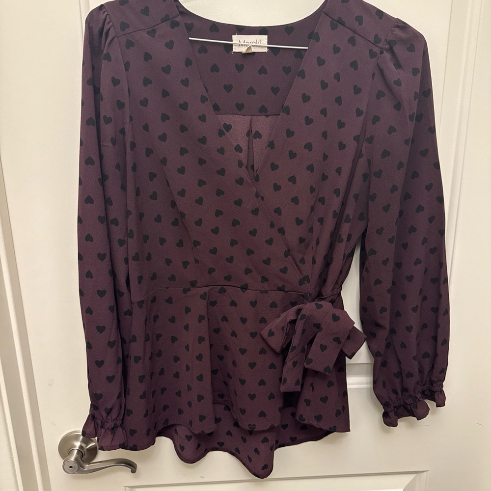 Meraki Plum Heart Pattern Blouse‎